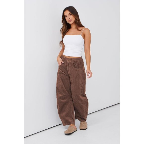 Womens Wide Leg Corduroy Pants Casual Ankle Cropped Vintage Style - Picture 7 of 7
